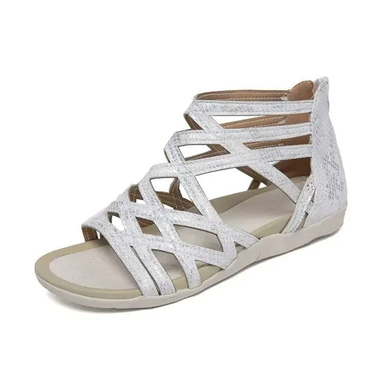 ladies Leopard Slope Heel Sandals Non-slip Lightweight Comfortable Casual women Slippers Rome Outside Casual Flat Bottom Shoes