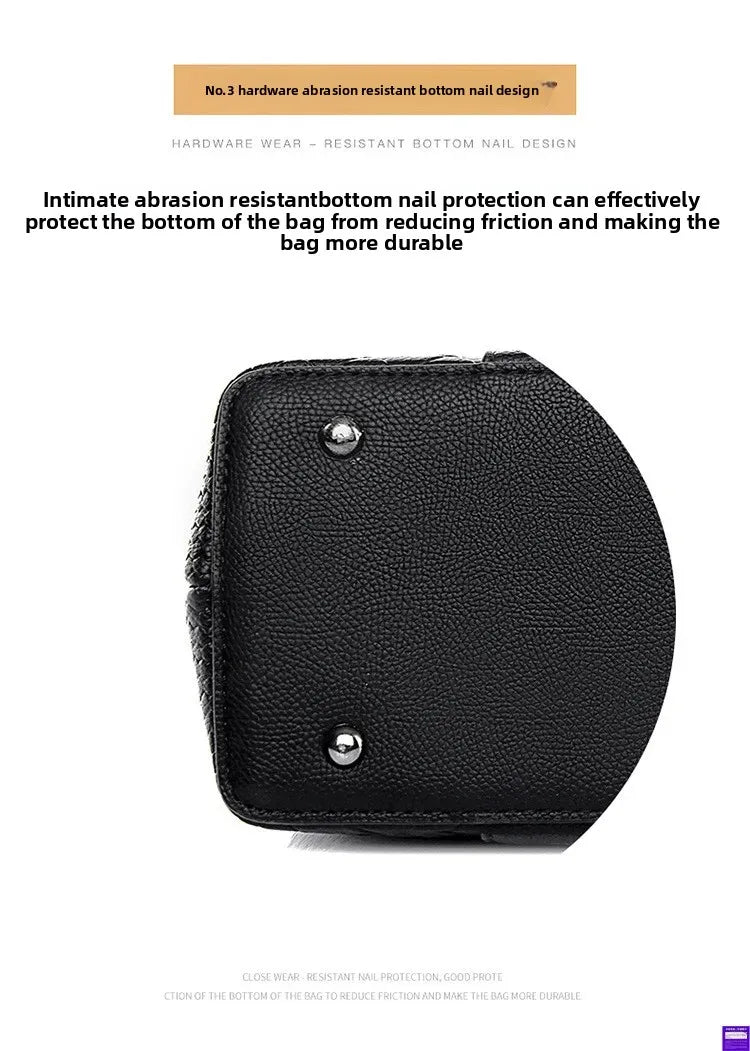 Large Capacity Ladies Handbag Fashion Woven Pattern Shoulder Bag Vintage Style Polyester Lining Soft PU Leather Material Commuter Bag