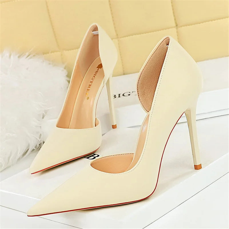 Women High Heels Blue Pumps Lady Wedding Evening Party Purple Peach Heels Silk Satin Nightclub Prom Dress Shoes