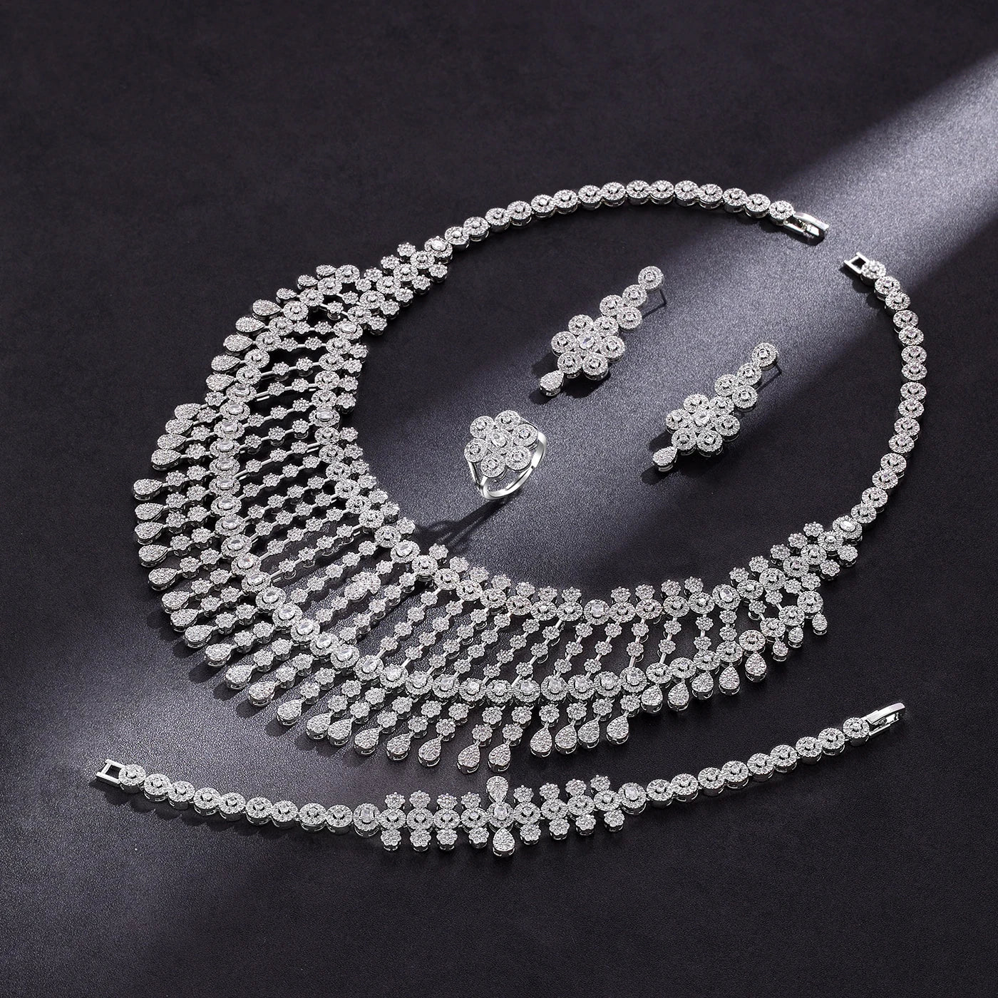 2024 Bride Wedding Jewelry Set for Women Dubai Luxury Jewelry and Accessories Bride Elegant Necklace and Earring Set Natalia Home Fashion Natalia Home Fashion