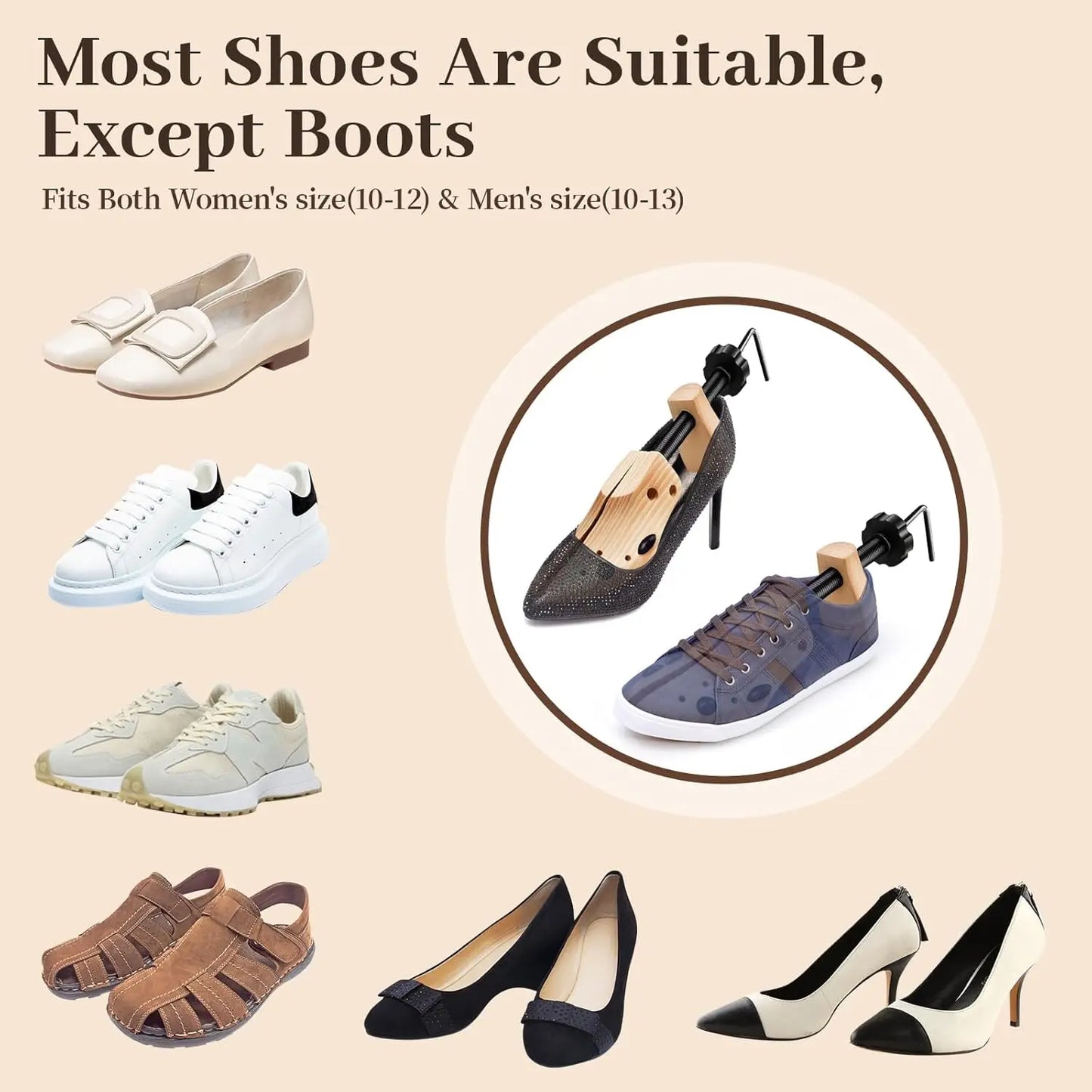 1/2 Pc Wooden Shoe Trees Adjustable Shoe Stretcher Expander Women Unisex Length Width shoes Extender Keeper Heels