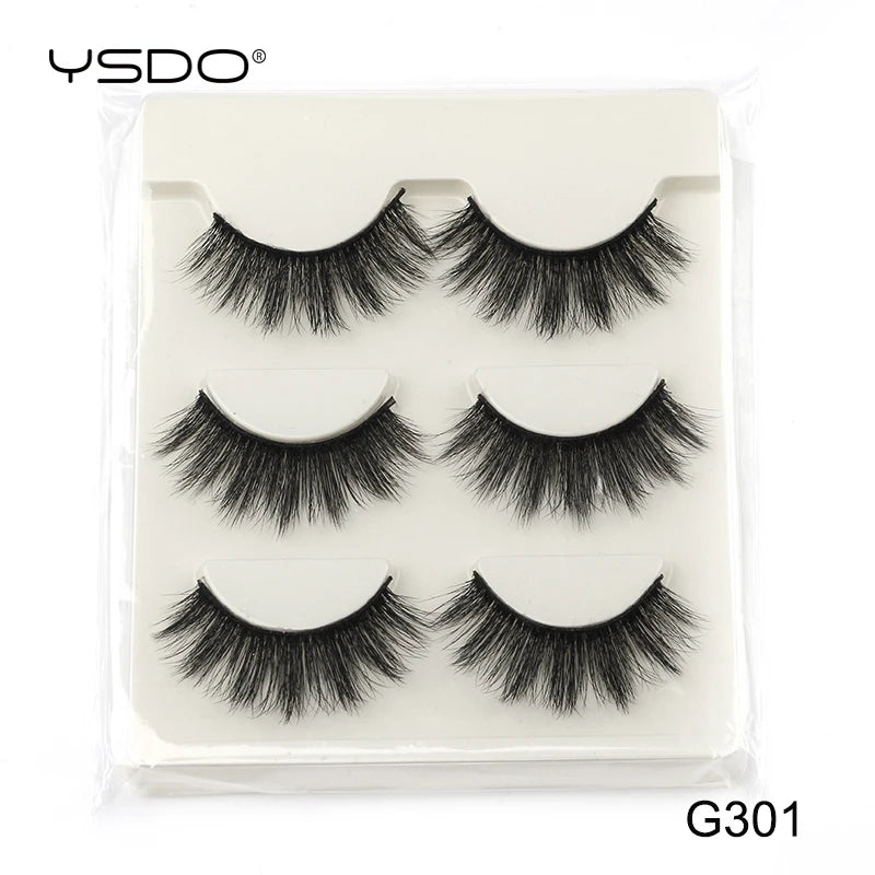 YSDO Natural Mink Eyelashes 3/6/10 Pairs Wispy Faux 3D Mink Lashes Short Fluffy Half False Eyelash Makeup Tools Cat Eye Lashes Natalia Home Fashion 3pair-G301W Natalia Home Fashion