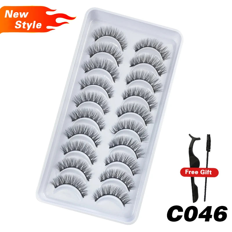 DEVOSERVICE Lashes 6/10pairs Natural Short False Eyelashes 3D Mink Lashes Extensions False Eyelashes Faux Cils Makeup Wholesale Natalia Home Fashion C046-10Pairs-CHINA Natalia Home Fashion