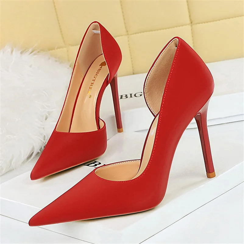 Women High Heels Blue Pumps Lady Wedding Evening Party Purple Peach Heels Silk Satin Nightclub Prom Dress Shoes
