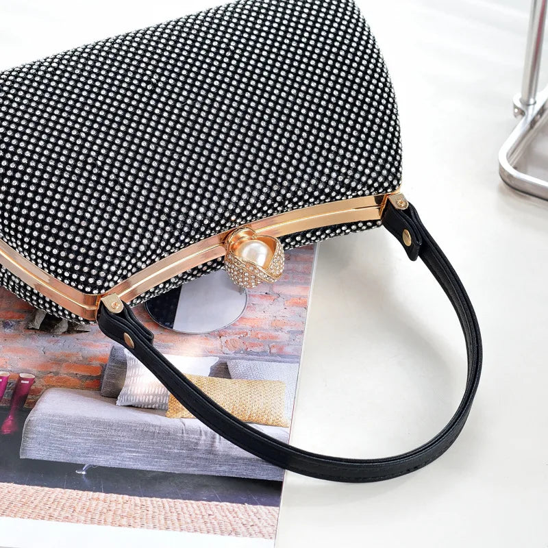 Stylish Simple Sparkling Full Diamond Handbag Temperament Shoulder Sparkling Diamond Crossbody - Simple Yet Stylish Banquet Bag