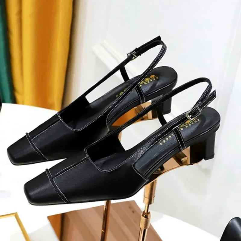 Design Shallow Women Pumps Pointed Toe Sling backs Sandals Elegant Office Work Thin High Heels Shoe Retro Shoes Women
