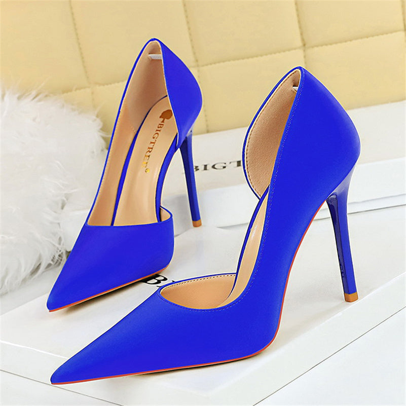 Women High Heels Blue Pumps Lady Wedding Evening Party Purple Peach Heels Silk Satin Nightclub Prom Dress Shoes