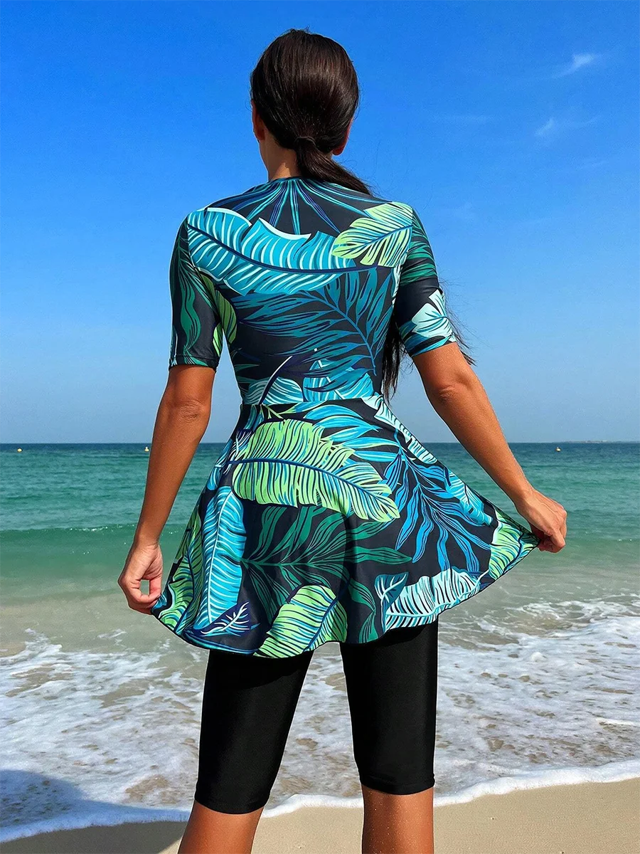 Floral Modest Burkini Femmes Women Muslim Swimwear Burkini Islamic Swimsuit