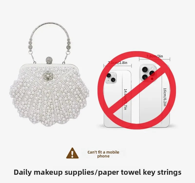 Pearl Handbag Women's Evening Dress Bag Ball Gown Diamond Clutch Bag Elegant Lady Purse