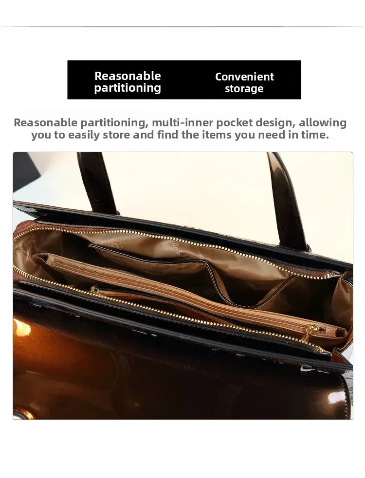 Fashionable Midlife Mom Handbag Soft PU Leather Women's Bag Elegant High-End Crossbody Handbag Polyester Lining