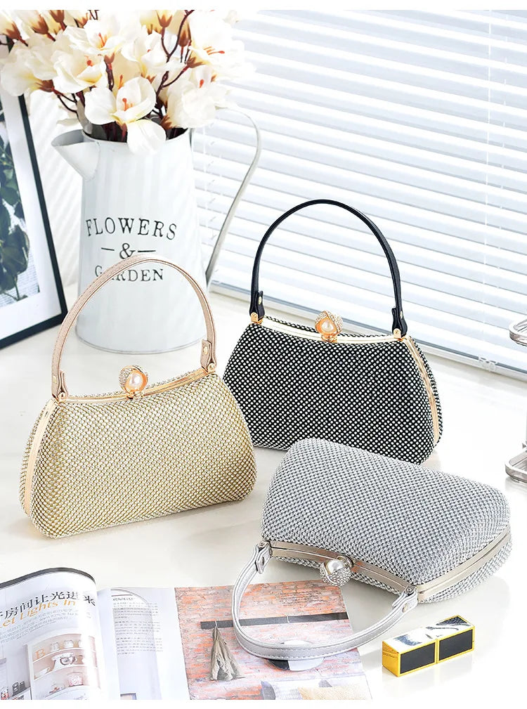 Stylish Simple Sparkling Full Diamond Handbag Temperament Shoulder Sparkling Diamond Crossbody - Simple Yet Stylish Banquet Bag