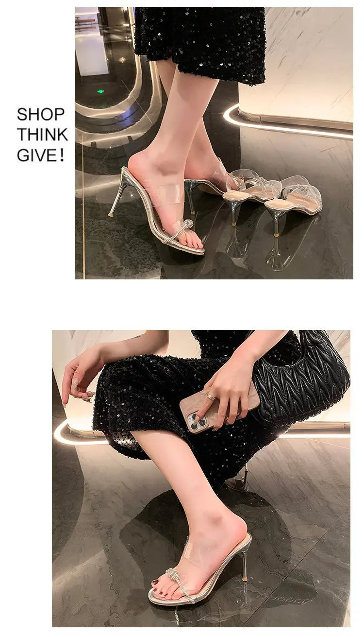 Women Sandals Sexy Crystal Gladiator Sandals Ankle Strap High Heels Hollow Out Party Shoes Closed Toe Stiletto Ladies Pumps