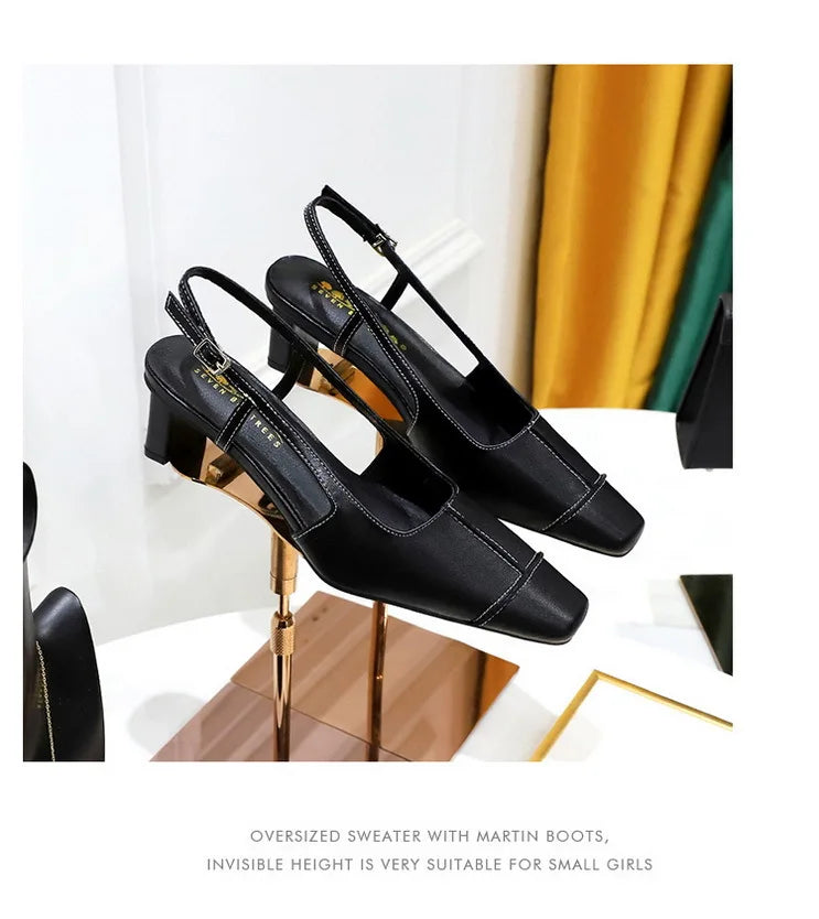 Design Shallow Women Pumps Pointed Toe Sling backs Sandals Elegant Office Work Thin High Heels Shoe Retro Shoes Women