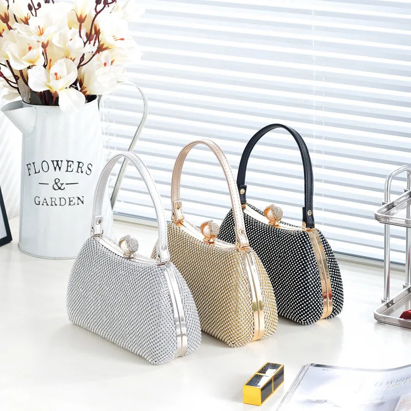 Stylish Simple Sparkling Full Diamond Handbag Temperament Shoulder Sparkling Diamond Crossbody - Simple Yet Stylish Banquet Bag