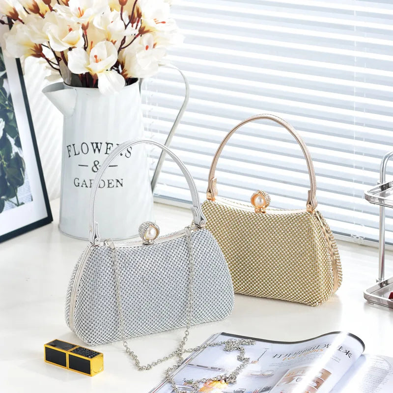 Stylish Simple Sparkling Full Diamond Handbag Temperament Shoulder Sparkling Diamond Crossbody - Simple Yet Stylish Banquet Bag