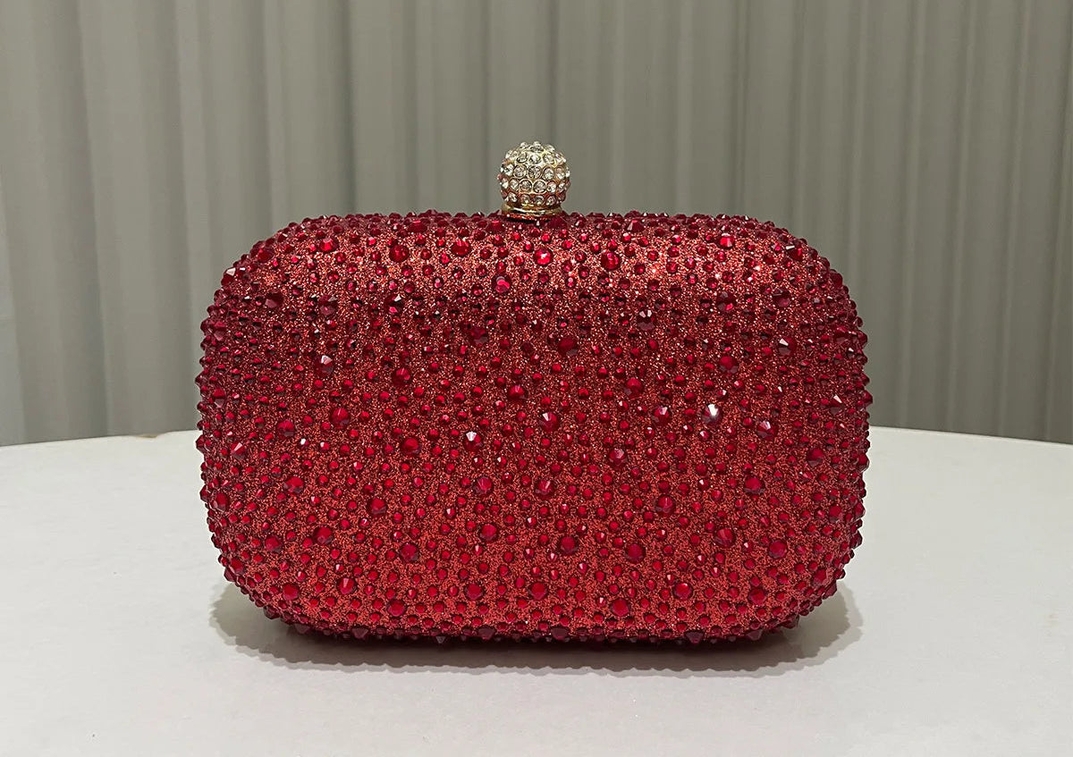Women Rhinestone Purse Women's Round Box Shaped Evening Bags Elegant Formal Party Stylish Ladies Handbag Silver Clutch