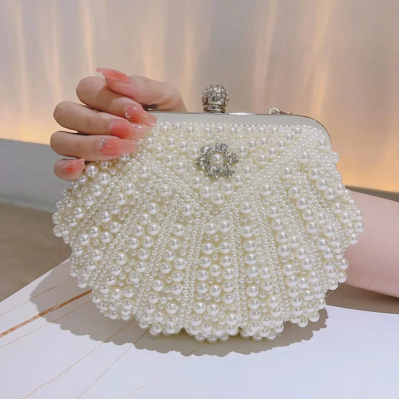 Pearl Handbag Women's Evening Dress Bag Ball Gown Diamond Clutch Bag Elegant Lady Purse