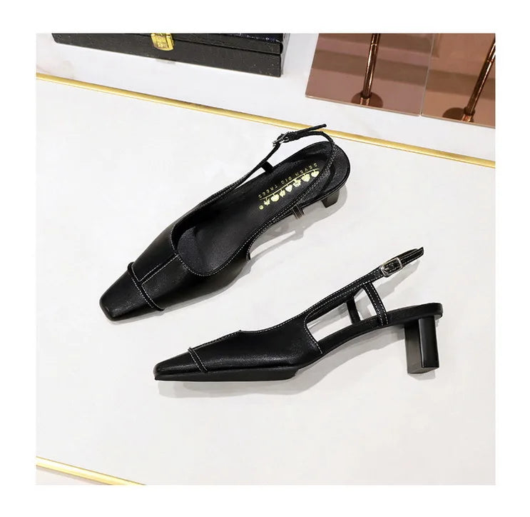 Design Shallow Women Pumps Pointed Toe Sling backs Sandals Elegant Office Work Thin High Heels Shoe Retro Shoes Women