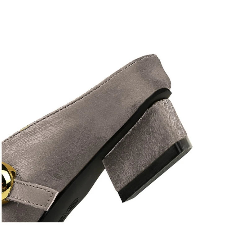 European Style Light-Mouthed Half-Slippers Women Wearing Thick Heels And Square-Toe Mary Jane Shoes One-Strap