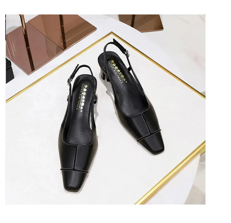 Design Shallow Women Pumps Pointed Toe Sling backs Sandals Elegant Office Work Thin High Heels Shoe Retro Shoes Women