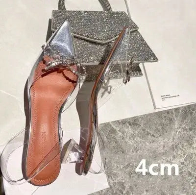 Pointed Crystal Fairy Ladies Wind Sandals Rhinestone Butterfly-knot Transparent High Heel Women Sandals