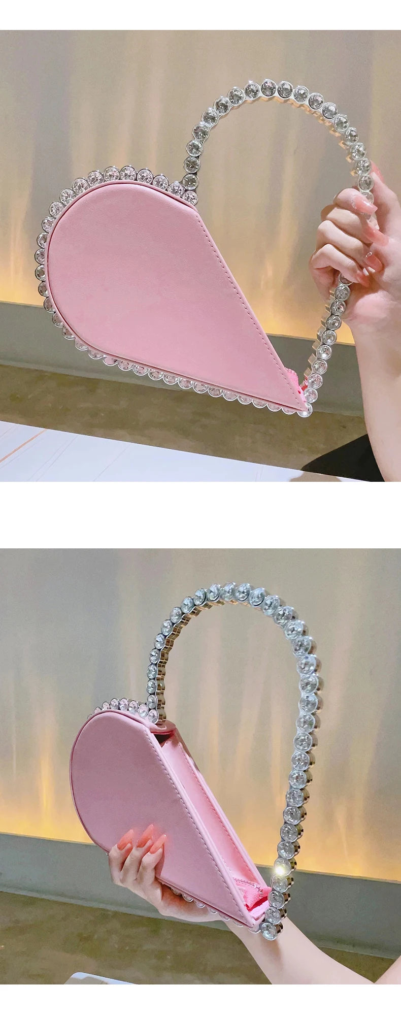 Mini Heart Shape Evening Bag Trendy Party Clutch Purse Women's Elegant Handbags For Party Prom