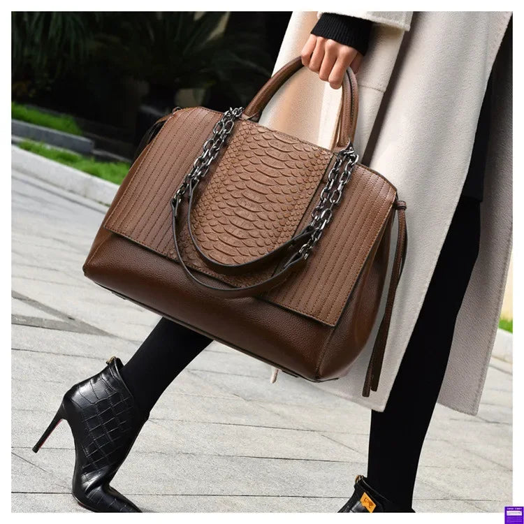 Fashionable Crocodile Pattern Tote Bag Women's Large Capacity Handbag High-End Feel Shoulder Bag Cross-Border New Model