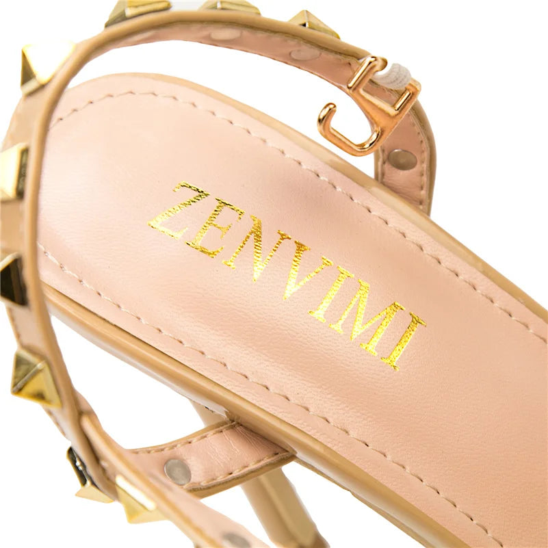 Summer Women 10cm Super High Heels Sandals Rivets Studded Stripper Valentine Strap Heels Wedding Luxury Shoes