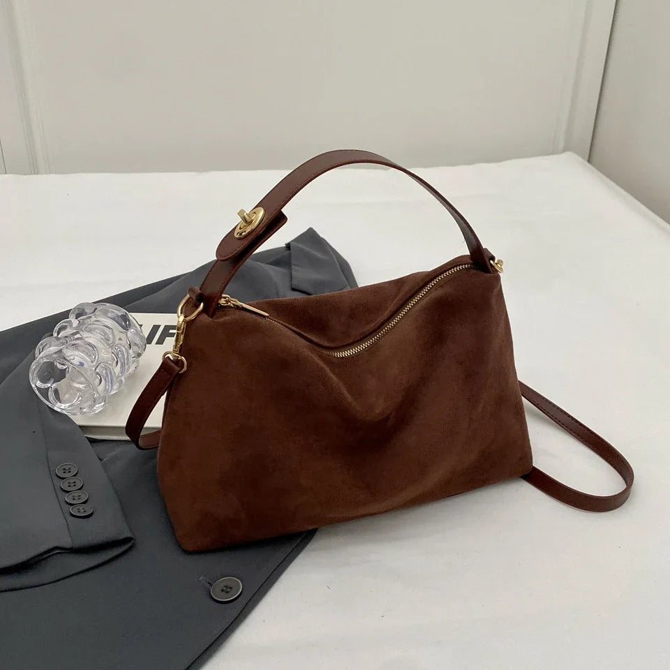 Retro Bag for Women's Textured Frosted Shoulder Bag with Large Capacity Crossbody Commuting Tote Bag