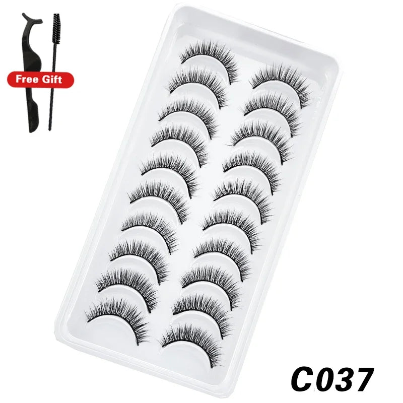 DEVOSERVICE Lashes 6/10pairs Natural Short False Eyelashes 3D Mink Lashes Extensions False Eyelashes Faux Cils Makeup Wholesale Natalia Home Fashion C037-10Pairs-CHINA Natalia Home Fashion