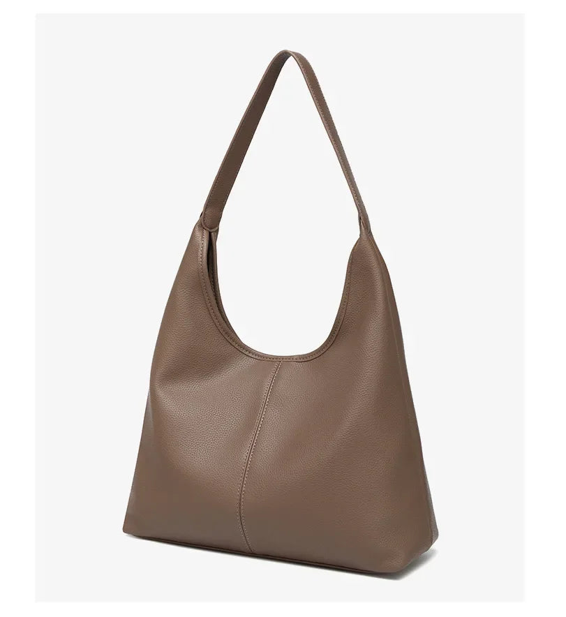 Retro Solid Color Large Capacity Women's Shoulder Bag Fashionable Versatile Niche Tote Bag Underarm Single Shoulder