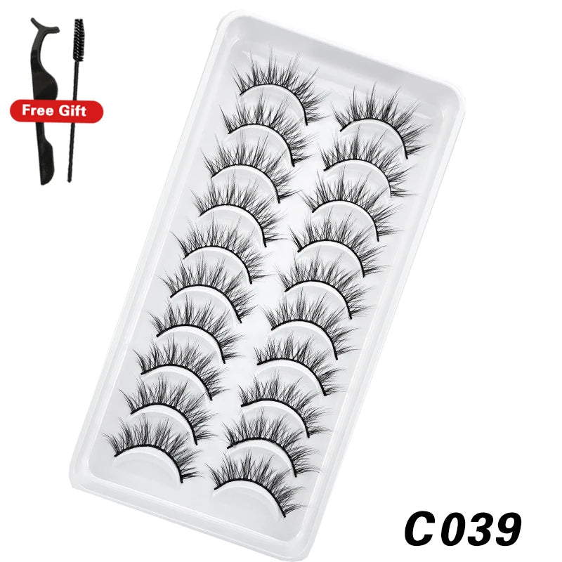 DEVOSERVICE Lashes 6/10pairs Natural Short False Eyelashes 3D Mink Lashes Extensions False Eyelashes Faux Cils Makeup Wholesale Natalia Home Fashion C039-10Pairs-CHINA Natalia Home Fashion