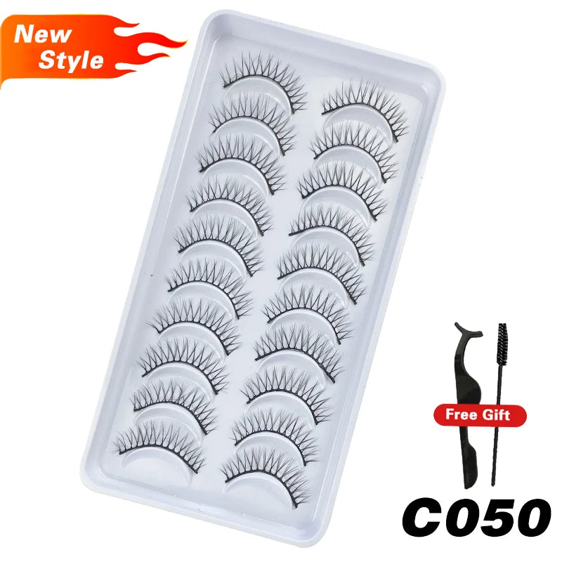 DEVOSERVICE Lashes 6/10pairs Natural Short False Eyelashes 3D Mink Lashes Extensions False Eyelashes Faux Cils Makeup Wholesale Natalia Home Fashion C050-10Pairs-CHINA Natalia Home Fashion
