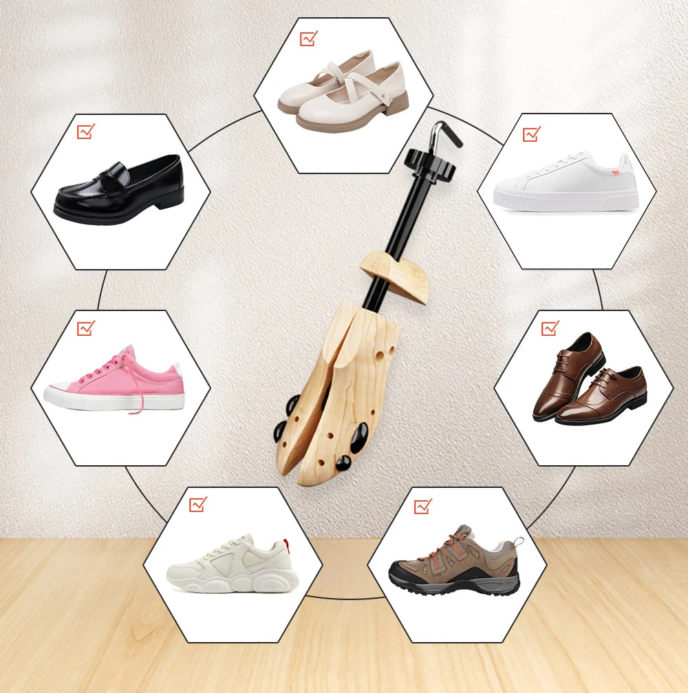 1/2 Pc Wooden Shoe Trees Adjustable Shoe Stretcher Expander Women Unisex Length Width shoes Extender Keeper Heels