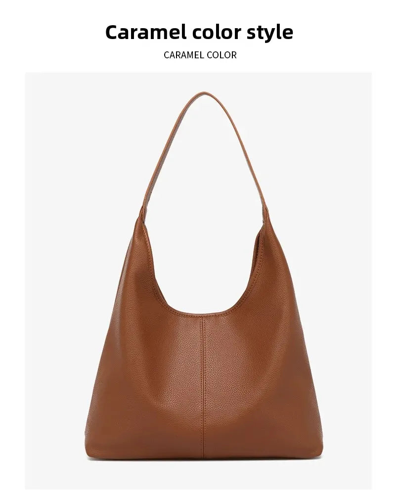 Retro Solid Color Large Capacity Women's Shoulder Bag Fashionable Versatile Niche Tote Bag Underarm Single Shoulder