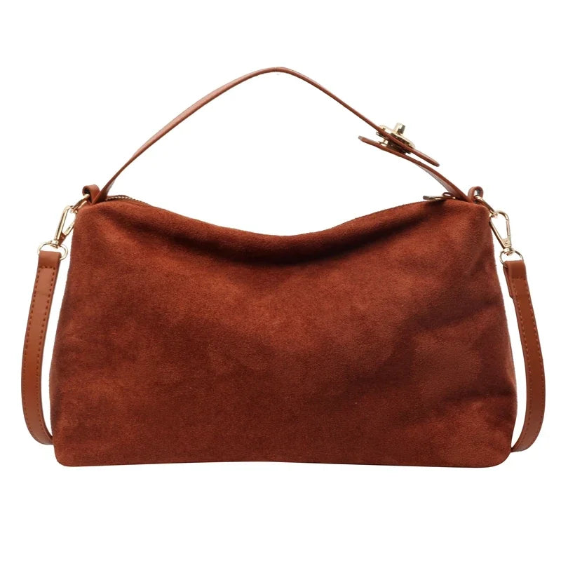 Retro Bag for Women's Textured Frosted Shoulder Bag with Large Capacity Crossbody Commuting Tote Bag
