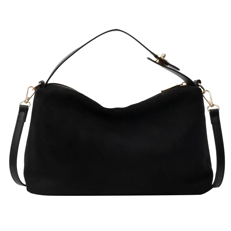 Retro Bag for Women's Textured Frosted Shoulder Bag with Large Capacity Crossbody Commuting Tote Bag