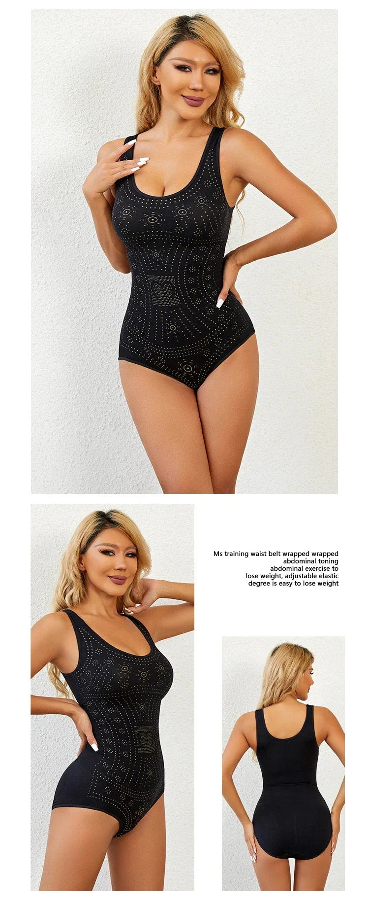 Seamless bodysuit printed plus size tummy control shapewear flat belly slimming full body shaper corset underwear women tank top