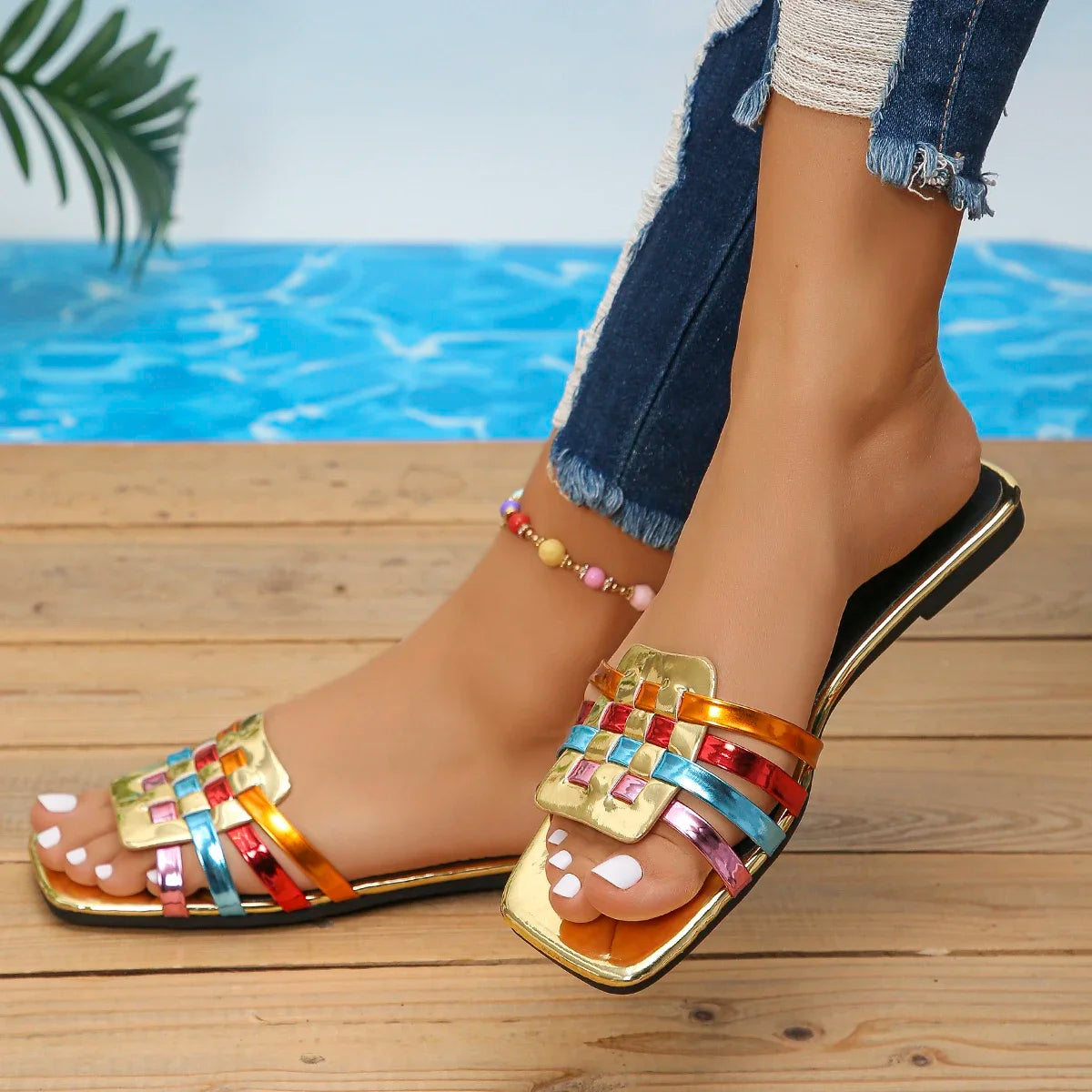 Women Summer Slides Women Flat Slippers Luxury Sandal Designer Shoes Ladies Outdoor Beach