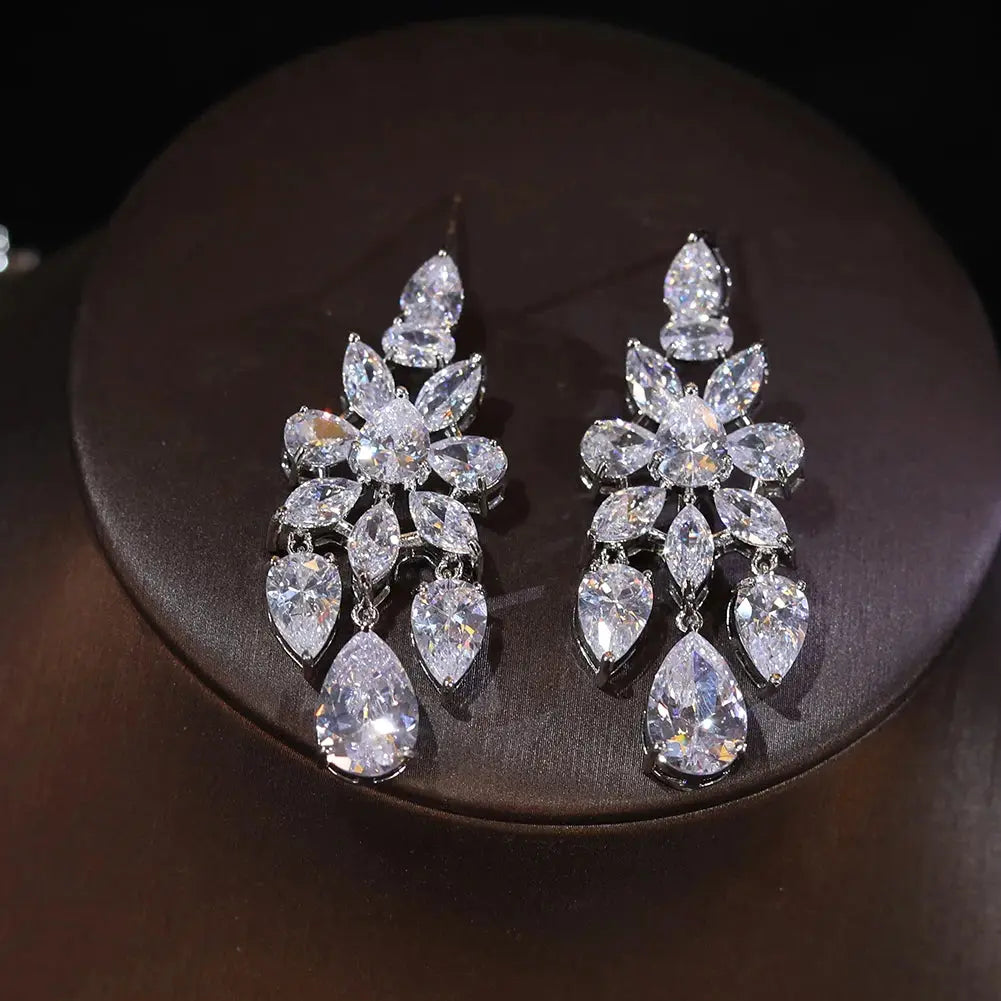 Shiny CZ Bridal Necklace Luxury Wedding 2pcs Jewelry Sets for Women Natalia Home Fashion Natalia Home Fashion