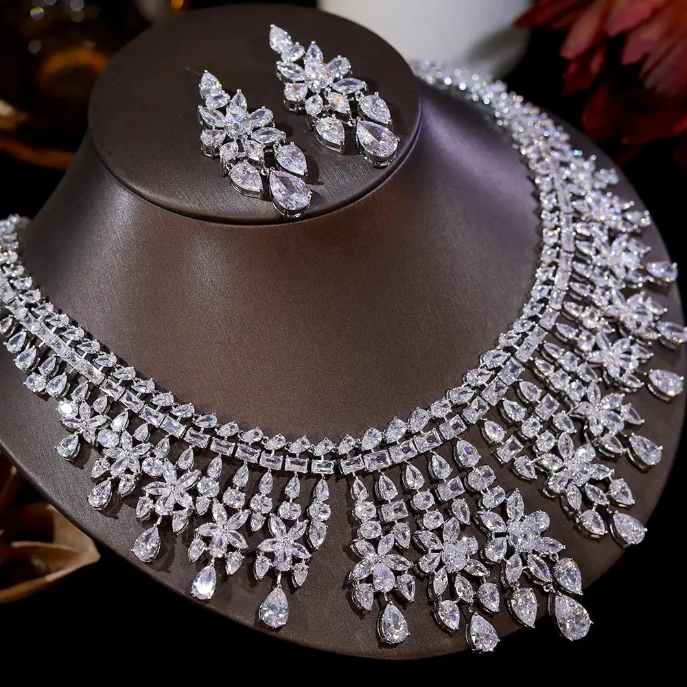 Shiny CZ Bridal Necklace Luxury Wedding 2pcs Jewelry Sets for Women Natalia Home Fashion Natalia Home Fashion
