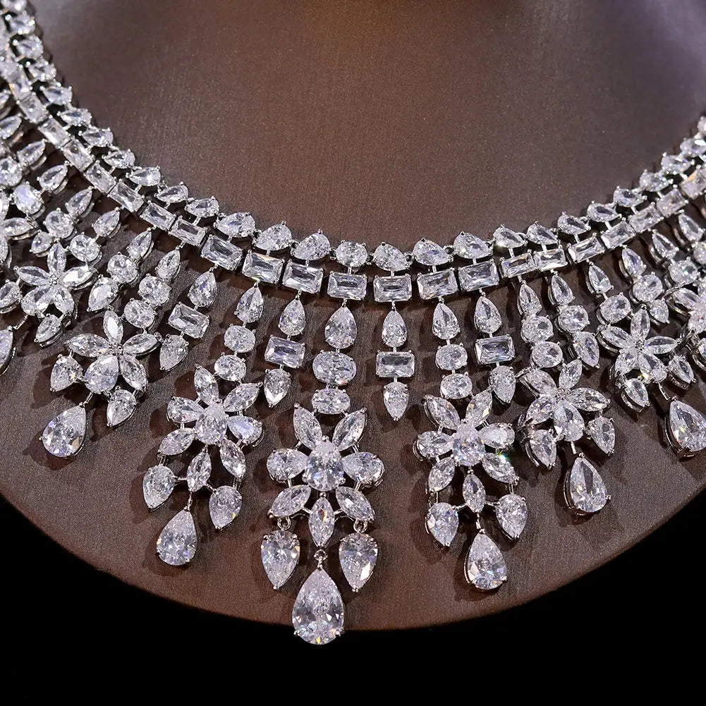 Shiny CZ Bridal Necklace Luxury Wedding 2pcs Jewelry Sets for Women Natalia Home Fashion Natalia Home Fashion