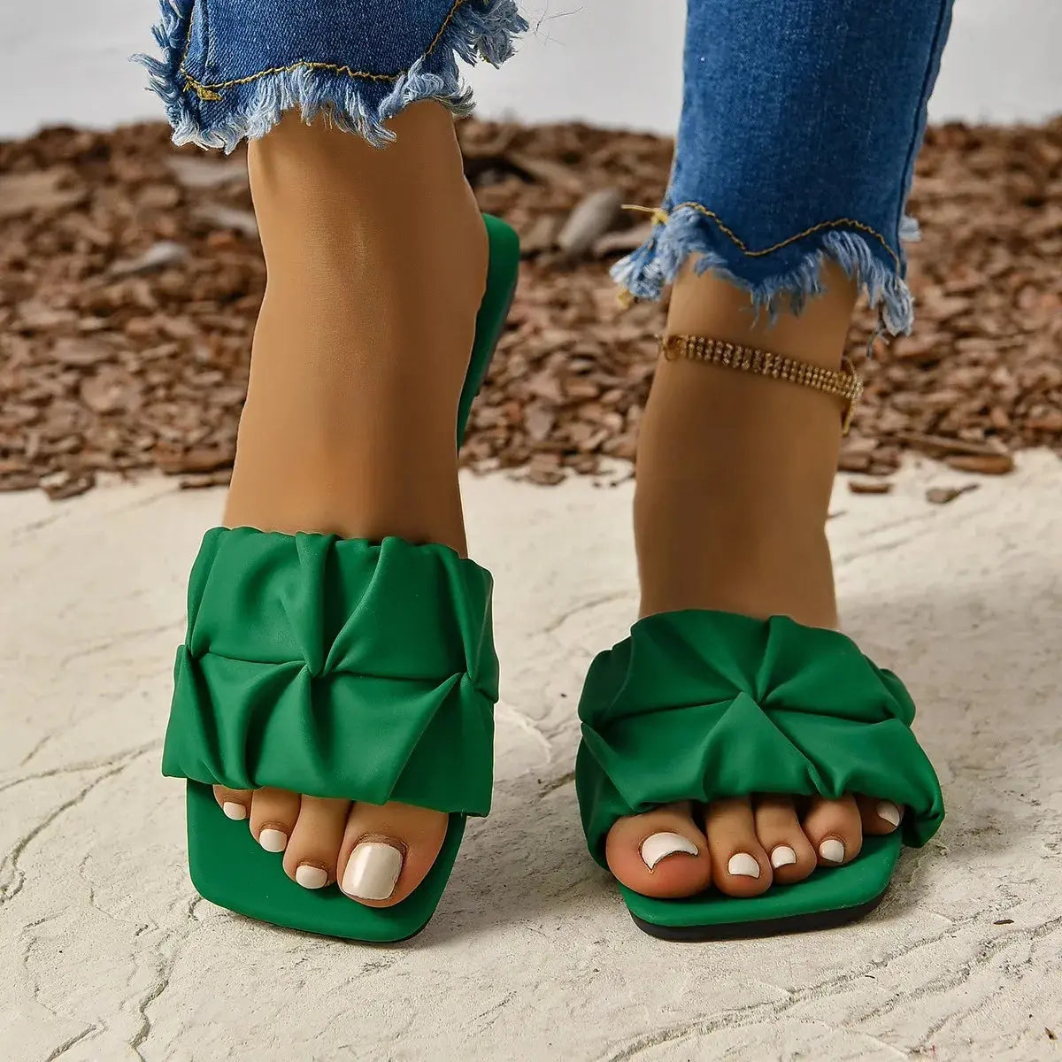Slippers for Women Flip Flops Flats New Pleated Korean Style Slippers Women Sandals Slip on Shoes Natalia Home Fashion Natalia Home Fashion