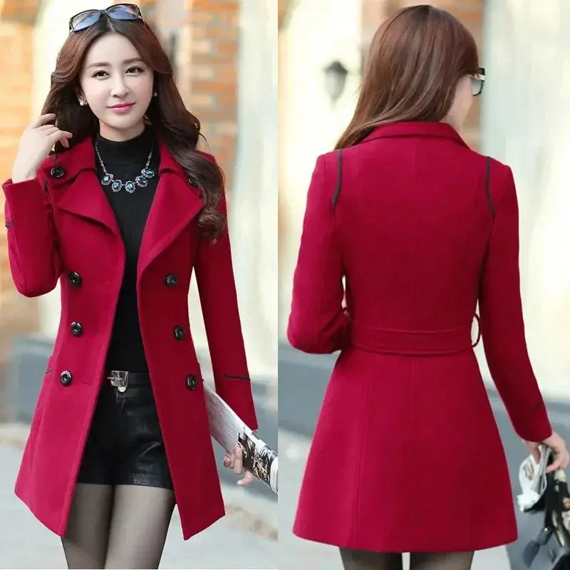 Spring Autumn Trench Coats Women Slim Double Breasted Ladies Overcoat Long Female Windbreakers Red Navy Camel Outerwear B300 Natalia Home Fashion Natalia Home Fashion