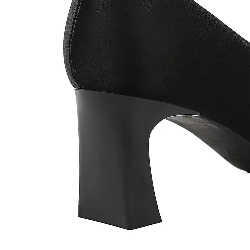 Square Head Women Pumps Rhinestone Heels Ladies Shoes Thick Heel Office Shoes Fashionable High Heels Shoes Natalia Home Fashion Natalia Home Fashion