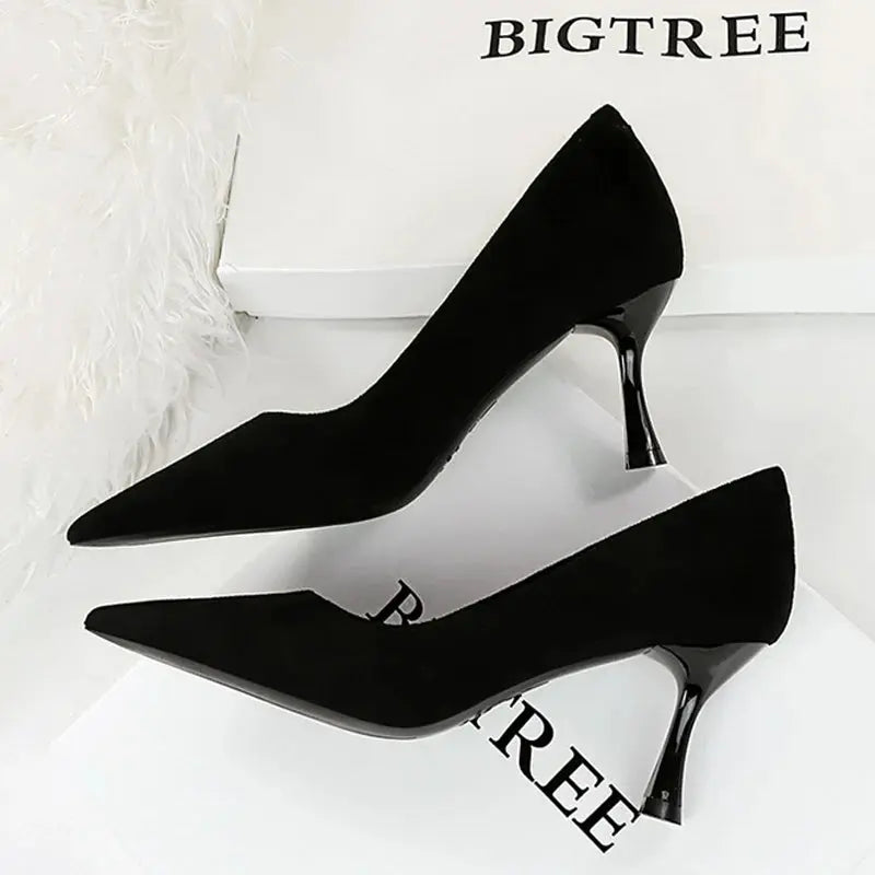 Suede Black Women Pumps Wine Glasses And High Heels Pointed Toe Women Heels Natalia Home Fashion Heels Natalia Home Fashion