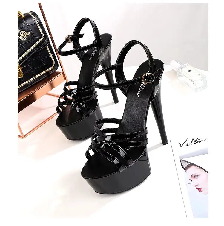 Summer New Fashion Black Slim High Heels Designer Elegant Fashion Luxury High Quality Wholesale Dress Women's High Heel Sandals My Store