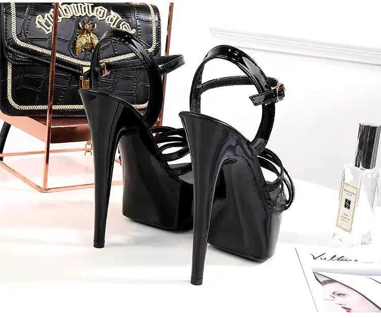 Summer New Fashion Black Slim High Heels Designer Elegant Fashion Luxury High Quality Wholesale Dress Women's High Heel Sandals My Store