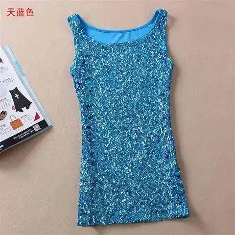 Tank Tops Women Clothing Summer Sleeveless Casual Slim Shirt Woman Streetwear Sexy Sequins Top Ladies Clothes Camis Natalia Home Fashion 2-vest-sky-blue-One-Size Natalia Home Fashion