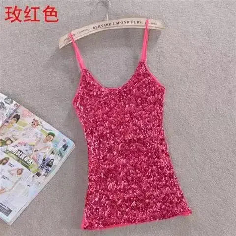 Tank Tops Women Clothing Summer Sleeveless Casual Slim Shirt Woman Streetwear Sexy Sequins Top Ladies Clothes Camis Natalia Home Fashion 1-rose-One-Size Natalia Home Fashion
